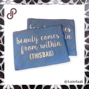 NEW (2) Two Mud Pie Jute Makeup Bags